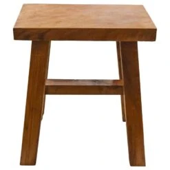 Wurzelholz-Hocker Eckig Aus Recyceltem Teakholz, Ca. 40x25 Cm