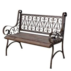 Metall-Gartenbank Bordeaux, Braun Mit Holzsitz, Ca. 91 X 59,2 X 115 Cm -Gartenmöbel 3910302504 Metall Bank Bordeaux braun mit Holzsitz ca59x115x91cm2 72008