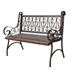 Metall-Gartenbank Bordeaux, Braun Mit Holzsitz, Ca. 91 X 59,2 X 115 Cm -Gartenmöbel 3910302504 Metall Bank Bordeaux braun mit Holzsitz ca59x115x91cm3 72007