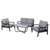 4-teilige Lounge-Gruppe 'Piazza', Tisch Mit Glasplatte, Inklusive Auflagen -Gartenmöbel 3910302532 Alu Loungergruppe Piazza 4tlg schwarz inkl Kissen grau Tisch mit Glasplatte7 74479