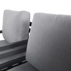 4-teilige Lounge-Gruppe 'Piazza', Tisch Mit Glasplatte, Inklusive Auflagen -Gartenmöbel 3910302532 Alu Loungergruppe Piazza 4tlg schwarz inkl Kissen grau Tisch mit Glasplatte 74485