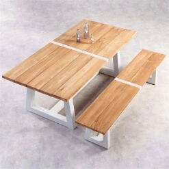 Best Alu-Bank Campione, Teakholz, Weiß, 45 X 220 X 40 Cm -Gartenmöbel 3910302555 3910801469 champione4 71129