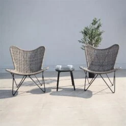 Bistro-Set 'Butterfly', 3-tlg., Braun
