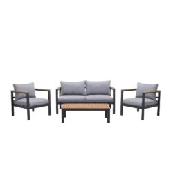 Loungeset 'Kingsbury' Inkl. Auflagen, 5tlg., Dunkelgrau