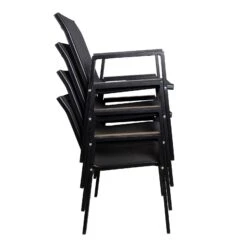 Stapelsessel, Schwarz, Ca. 86 X 66 X 56 Cm -Gartenmöbel 3910302656 Alu Sessel schwarz Textilen schwarz 8 102330