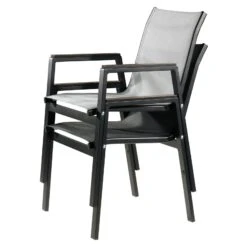 Stapelsessel, Schwarz, Grau, Ca. 86 X 66 X 56 Cm 10 Stapelsessel, Schwarz, Grau, Ca. 86 X 66 X 56 Cm -Gartenmöbel 3910302657 Alu Sessel schwarz Textilen grau 2 102335