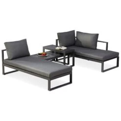 Best Loungegruppe 'Navarino', 4lgt., Anthrazit -Gartenmöbel 3910302684 Loungegruppe Navarino 4tlg anthrazit anthrazit 3 100747