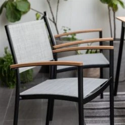 Stapelsessel 'Vera', Mattschwarz/birkengrau, Ca. 83 X 55 X 55 Cm 12 Stapelsessel 'Vera', Mattschwarz/birkengrau, Ca. 83 X 55 X 55 Cm -Gartenmöbel 3910302710 Alu Stapelsessel Vera matt schwarz Textilen birkengrau 21 3 119302