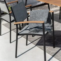 Stapelsessel 'Vera', Mattschwarz/birkengrau, Ca. 83 X 55 X 55 Cm 15 Stapelsessel 'Vera', Mattschwarz/birkengrau, Ca. 83 X 55 X 55 Cm -Gartenmöbel 3910302710 Alu Stapelsessel Vera matt schwarz Textilen birkengrau 21 8 119305