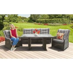 Kölle Geflechtbank 'Heidelberg' 2,5 Sitzer, Inkl. Auflage Stone Grey -Gartenmöbel 3910405797 3950100890 3950100887 3950100829 Heidelberg 64437 1