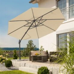 Sonnenschirm 'Rhodos Grande', Ø 400 Cm, Natur -Gartenmöbel 3910503201 Sonnenschirm Rhodos Grande natur 4 91545