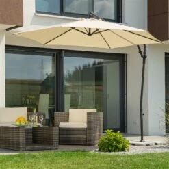 Pendelschirm 'Genua', Ø Ca. 300 Cm, Natur -Gartenmöbel 3910503207 Ampelschirm Genua natur 4 90685