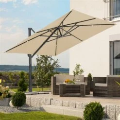 Sonnenschirm 'Rhodos Smart', Ca. 300 X 300 Cm, Natur