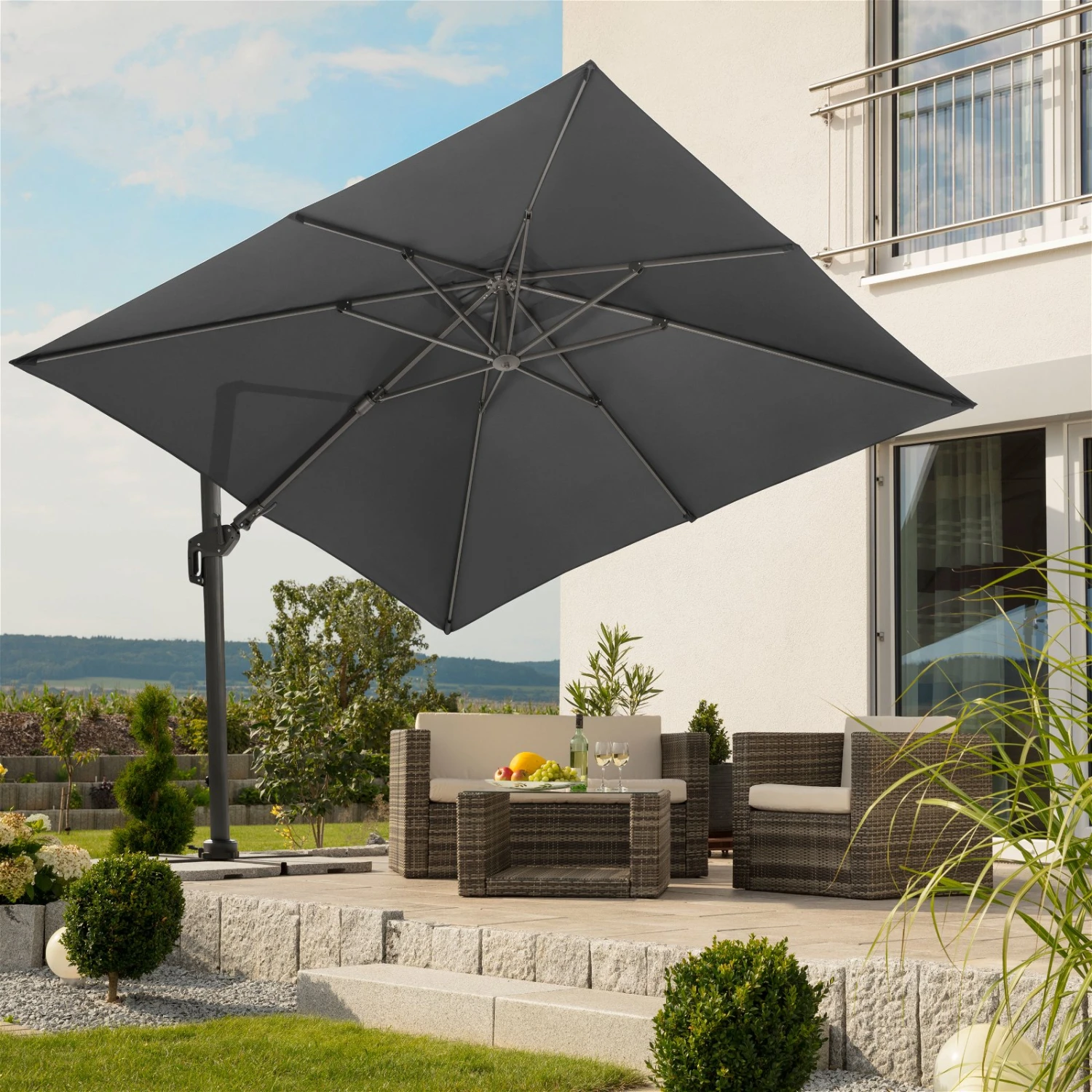 Pendelschirm 'Rhodos', Anthrazit, Ca. 300 X 300 Cm 3 Pendelschirm 'Rhodos', Anthrazit, Ca. 300 X 300 Cm