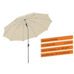 Sonnenschirm 'Locarno', Ø 220 Cm, Natur -Gartenmöbel 3910503328 Sonnenschirm Locarno ca D 220cm natur 6 119155