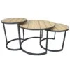 Beistelltisch 'Nestling', Schwarz, Natur -Gartenmöbel 3910801532 Beistelltisch Nestling 3er Set Stahlgestell Belattung FSC Akazie 2 102342