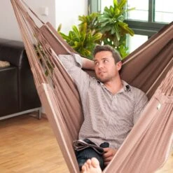 LA SIESTA Hängestuhl Lounger Habana Chocolate, Aus Bio-Baumwolle -Gartenmöbel 3940200258 Haengestuhl Lounger Habana chocolate BioBaumwolle 47086