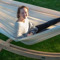 LA SIESTA Doppel-Hängematte Brisa, Vanilla, Outdoor Material, Bis 160 Kg, Wetterfest -Gartenmöbel 3940200279 Doppel Haengematte Brisa vanilla Outdoor Material 12 61114