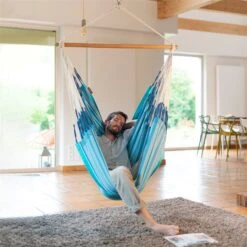 LA SIESTA Hängesessel 'Habana Azure', Blau -Gartenmöbel 3940200314 Comfort Haengesessel Habana Azure Bio Baumwolle 2 86065