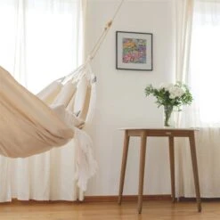 LA SIESTA Hängematte 'Modesta', Latte, Single - L 300 X B 140 Cm -Gartenmöbel 3940200330 Single Haengematte Modesta Latte Bio Baumwolle 4 106093