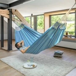 LA SIESTA Hängematte 'Modesta', Azure -Gartenmöbel 3940200344 Kingsize Haengematte Modesta Azure Bio Baumwolle 3 106133