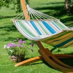 Single Stabhängematte & Gestell, Green Bay -Gartenmöbel 3940200346 Single Stabhaengematte Gestell Green Bay Larch Stand FSC 3 106139