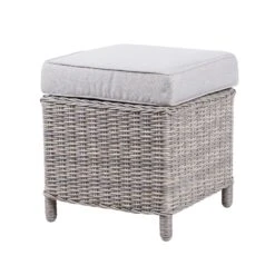 Hocker "Heidelberg", Ca. 40 X 40 X H 45 Cm, Stone Grey, Rattanbaun