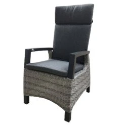 Geflechtsessel Bremen, Hellgrau/braun, Verstellbare Rückenlehne