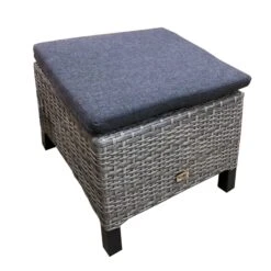 Hocker 'Bremen', Polyrattan, Hellgrau/braun, 42 X 50 X 54 Cm